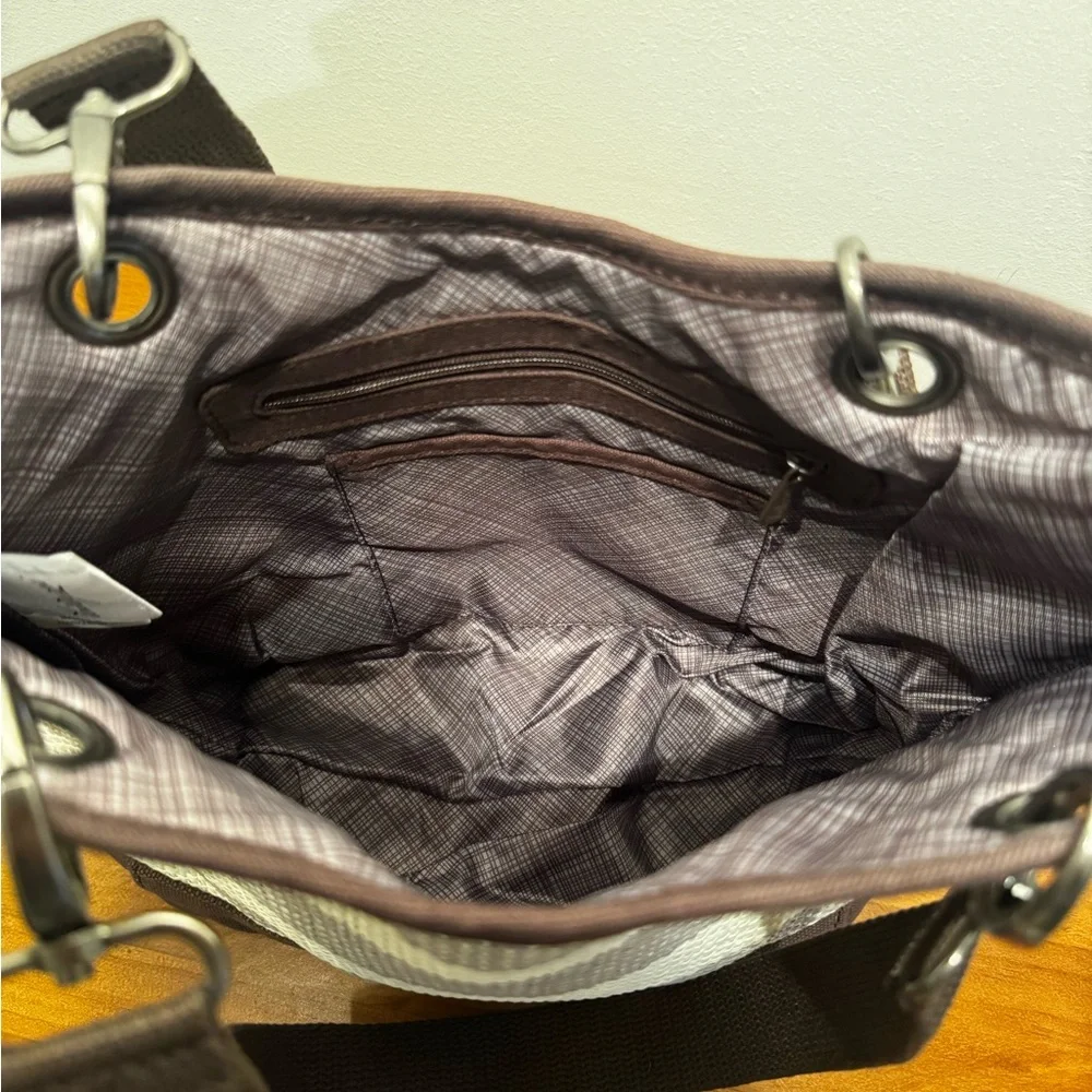 Thirty-One Two-Tone Brown and Beige Tote Bag – Everyday‎ Purse – Like New